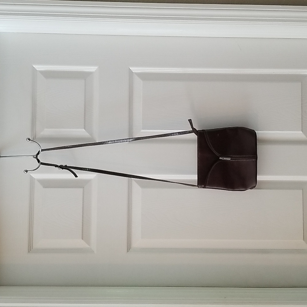 Vera Pelle dark brown crossbody purse approx 7x8 inches - Picture 3 of 15